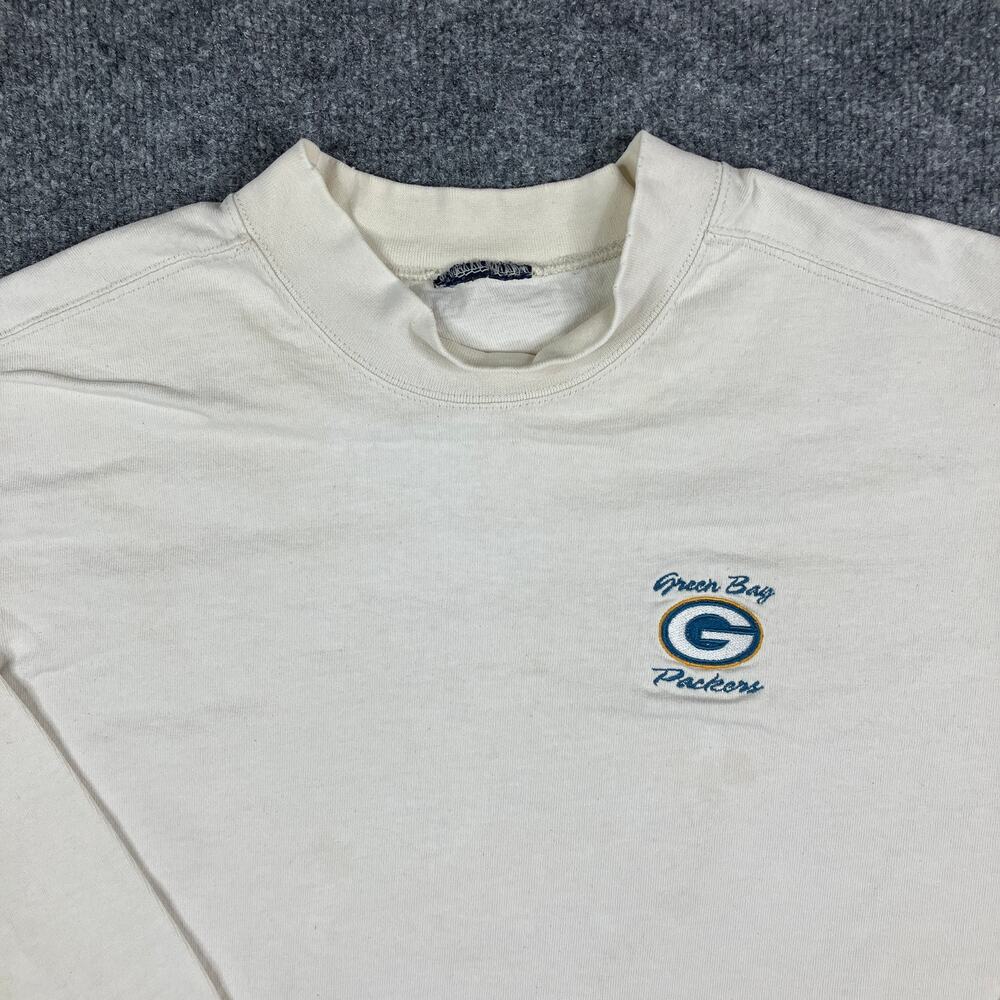 Green Bay‎ Packers Long Sleeve T-Shirt Mens 3XL Cream NFL Vintage Team Apparel